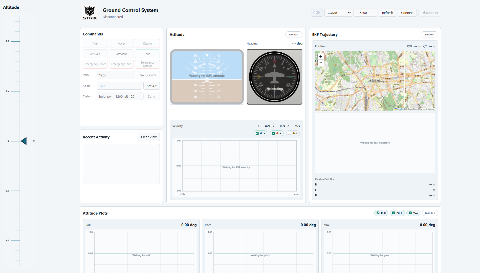 GroundControlSystem dashboard screen